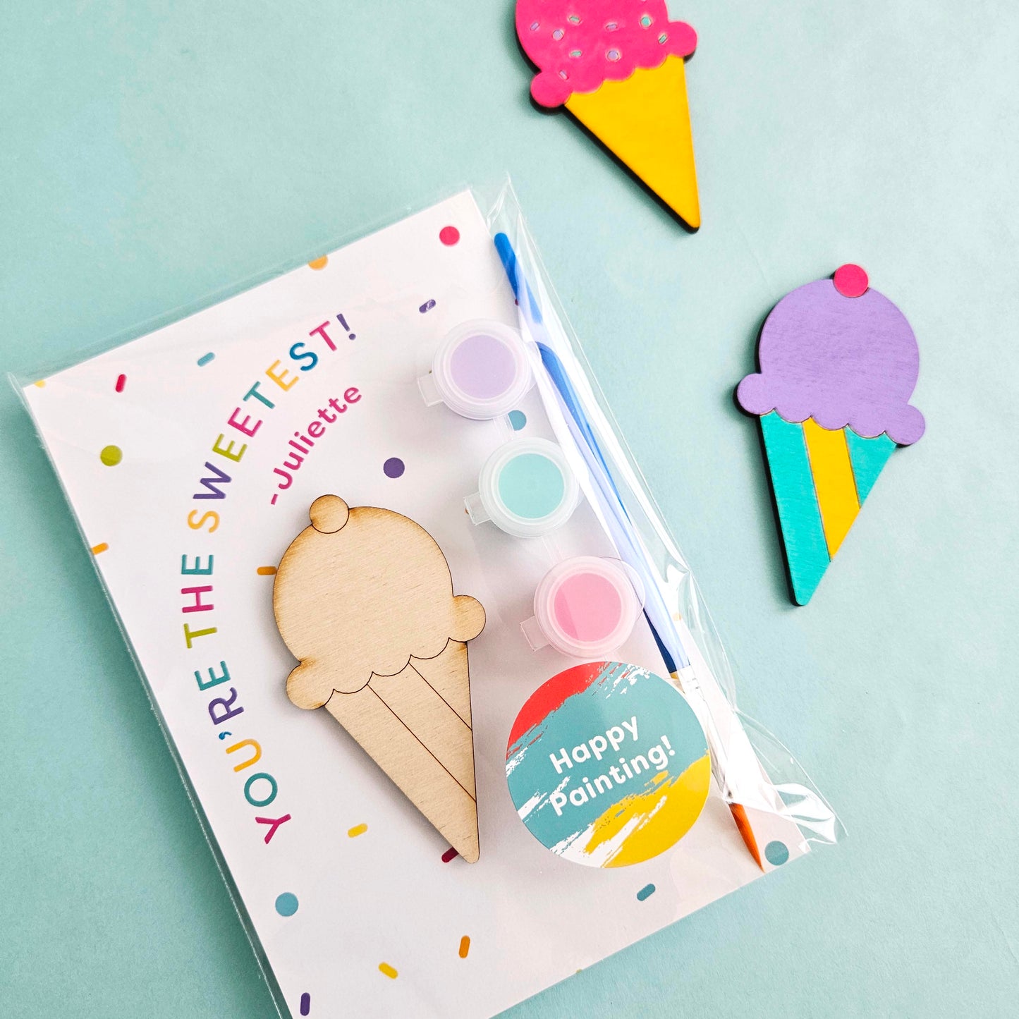 Ice Cream Party Favor Paint Kit, personalized