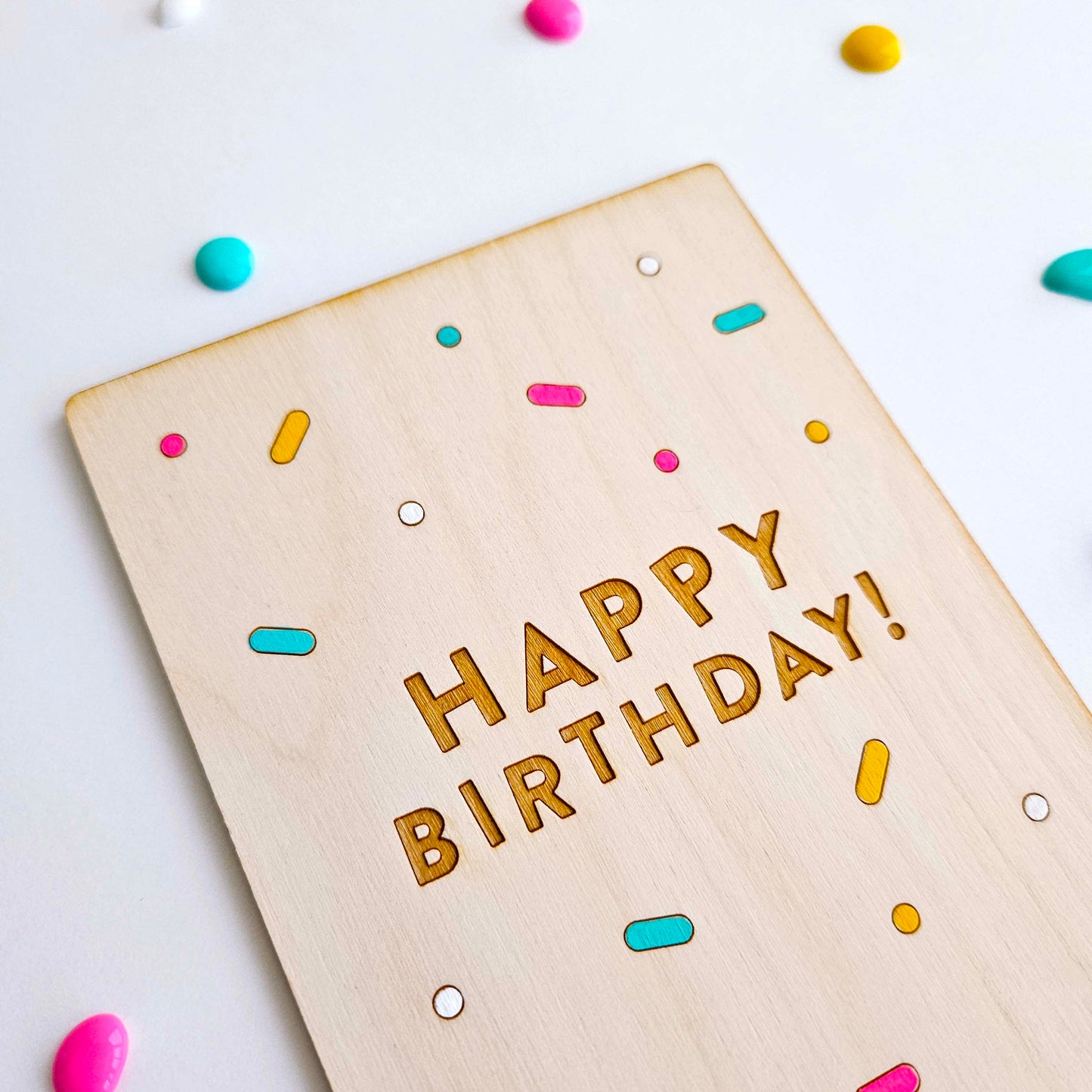 Happy Birthday Wood Card, Hand-painted