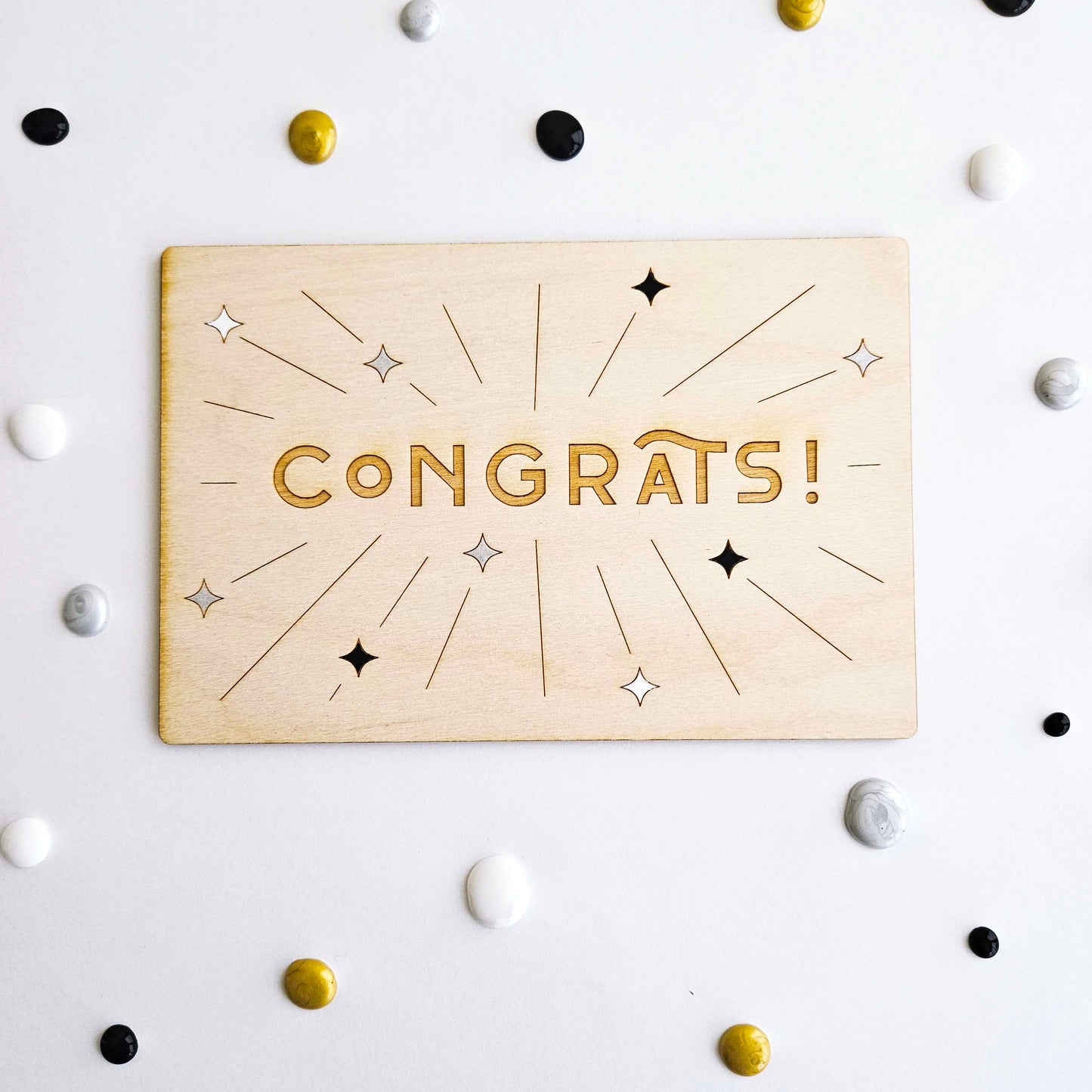 Congrats Wood Card, Hand-painted