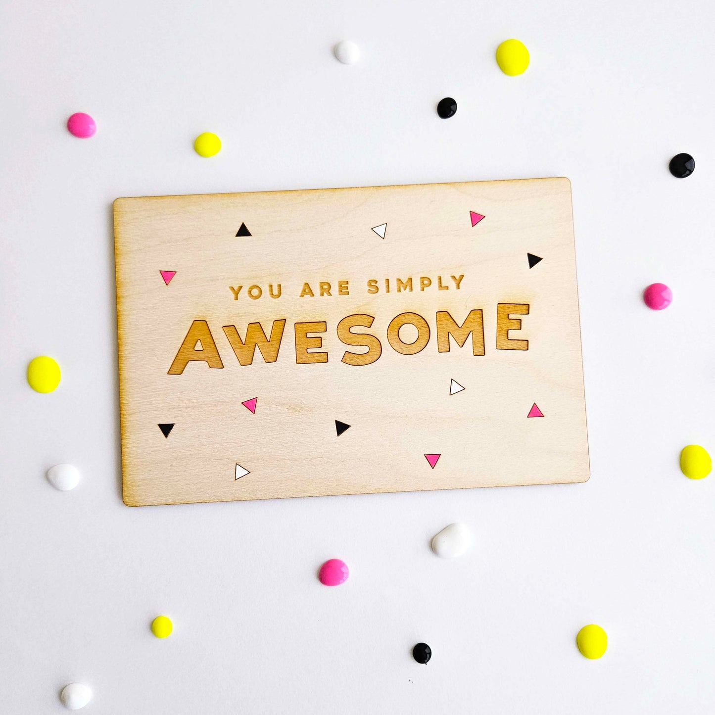 You're Awesome Wood Card, Hand-painted