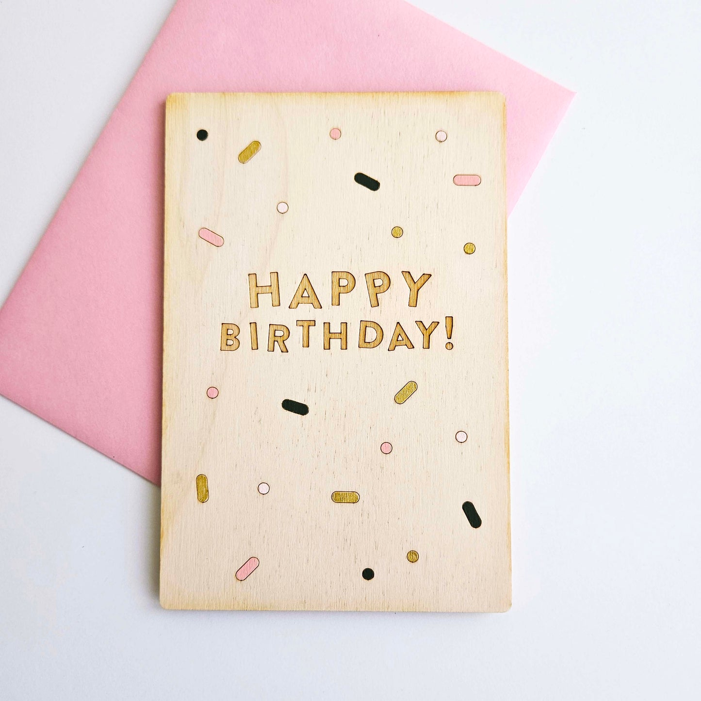 Happy Birthday Wood Card, Hand-painted