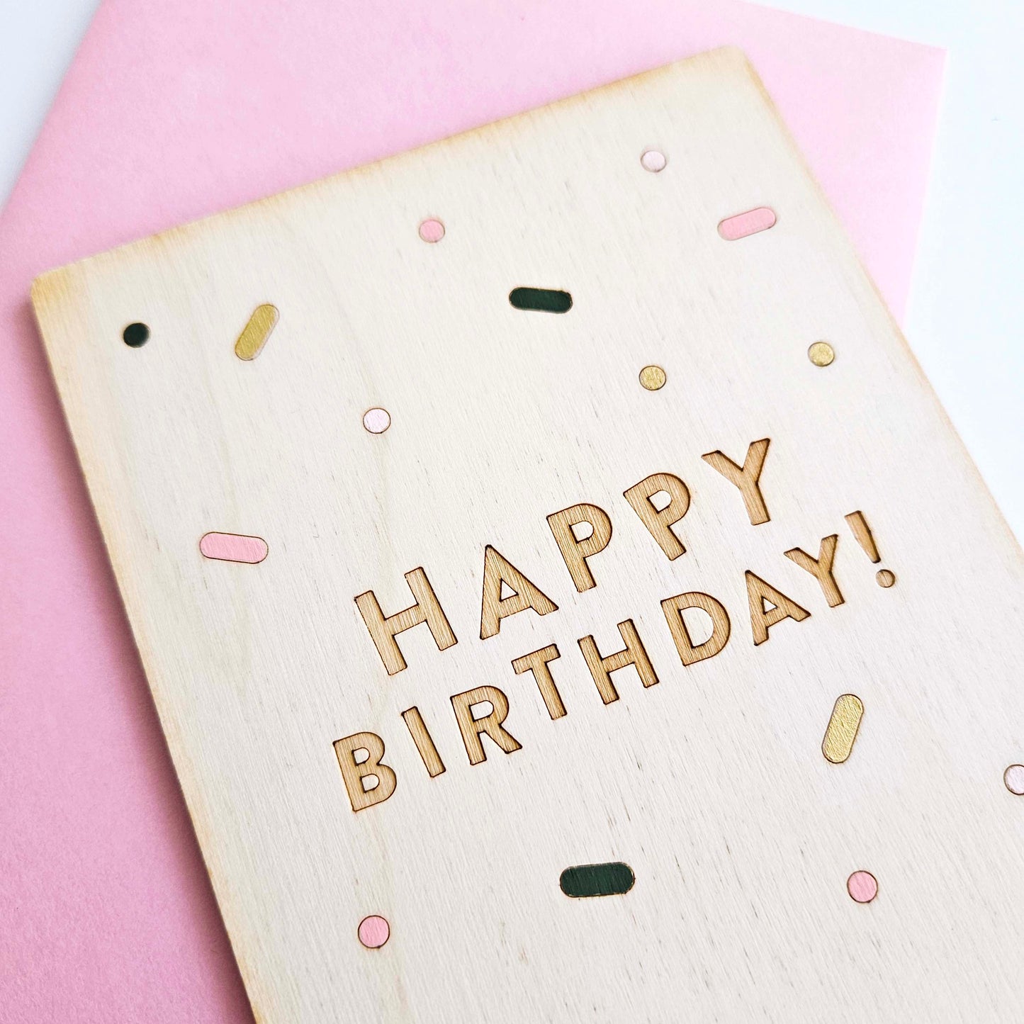 Happy Birthday Wood Card, Hand-painted