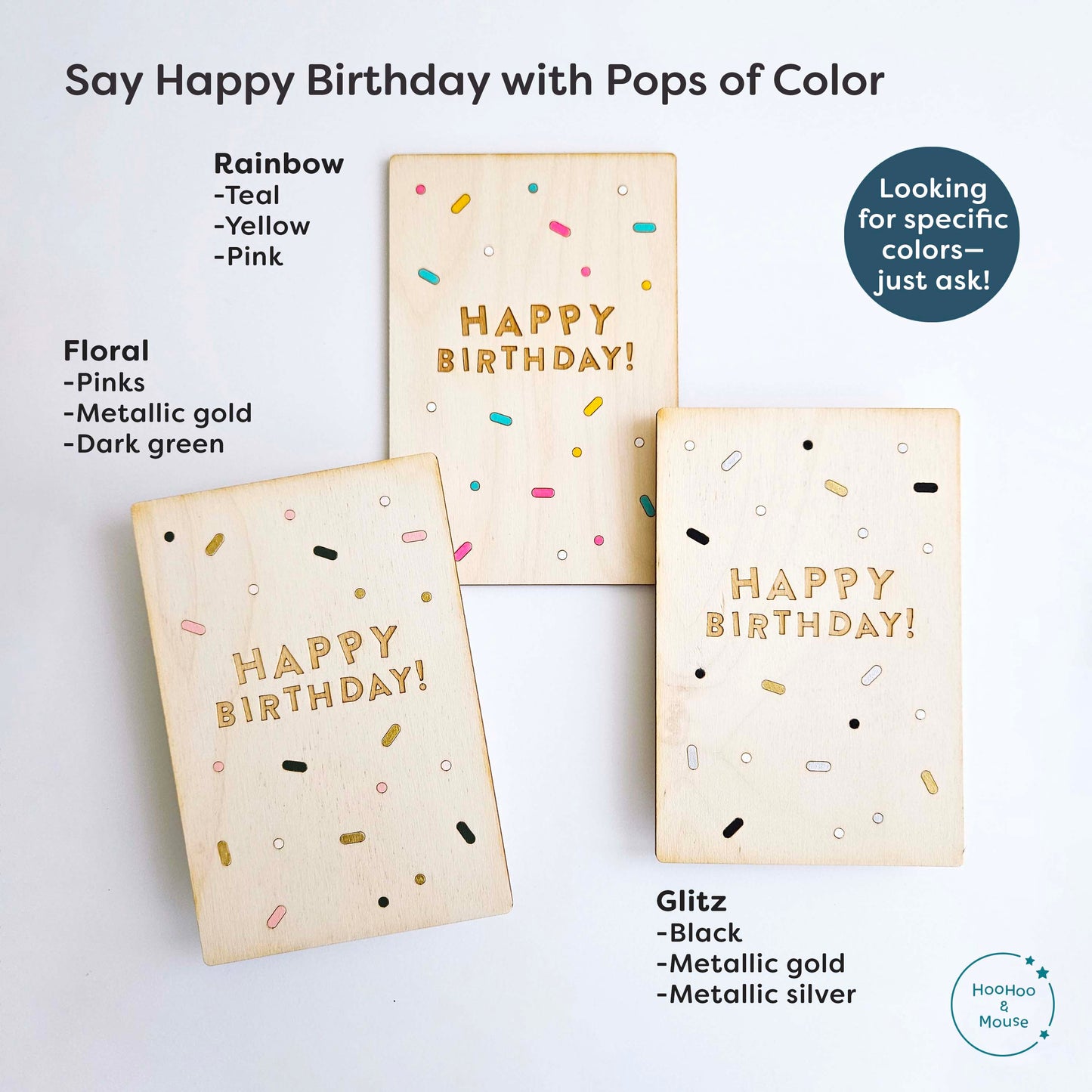 Happy Birthday Wood Card, Hand-painted