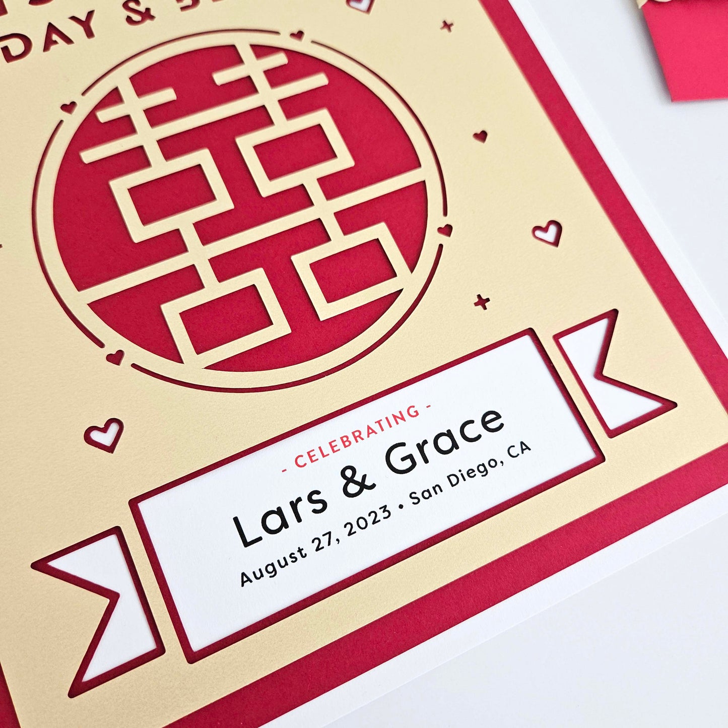 Double Happiness Wedding Sign, personalized