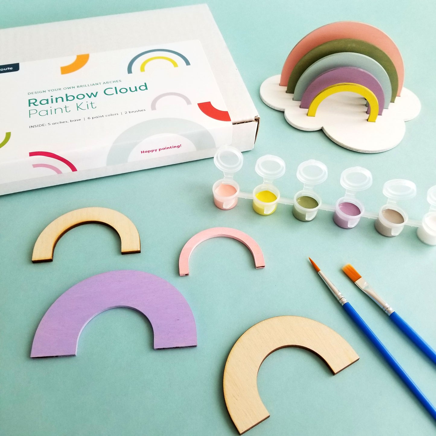 Wooden Rainbow Cloud Paint Kit