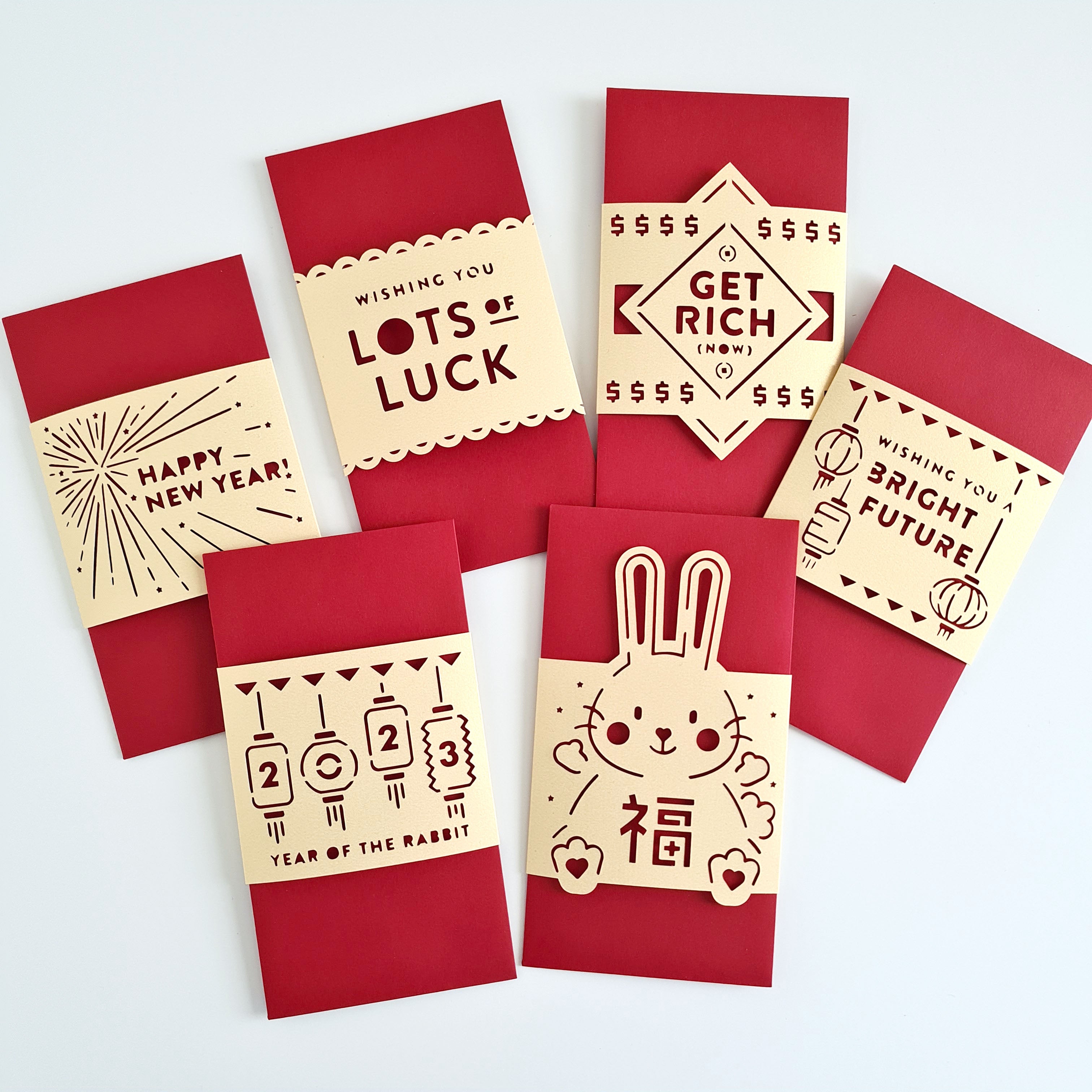 Set of 20 Cute Handmade Red Envelopes 2023 Lunar New Year 