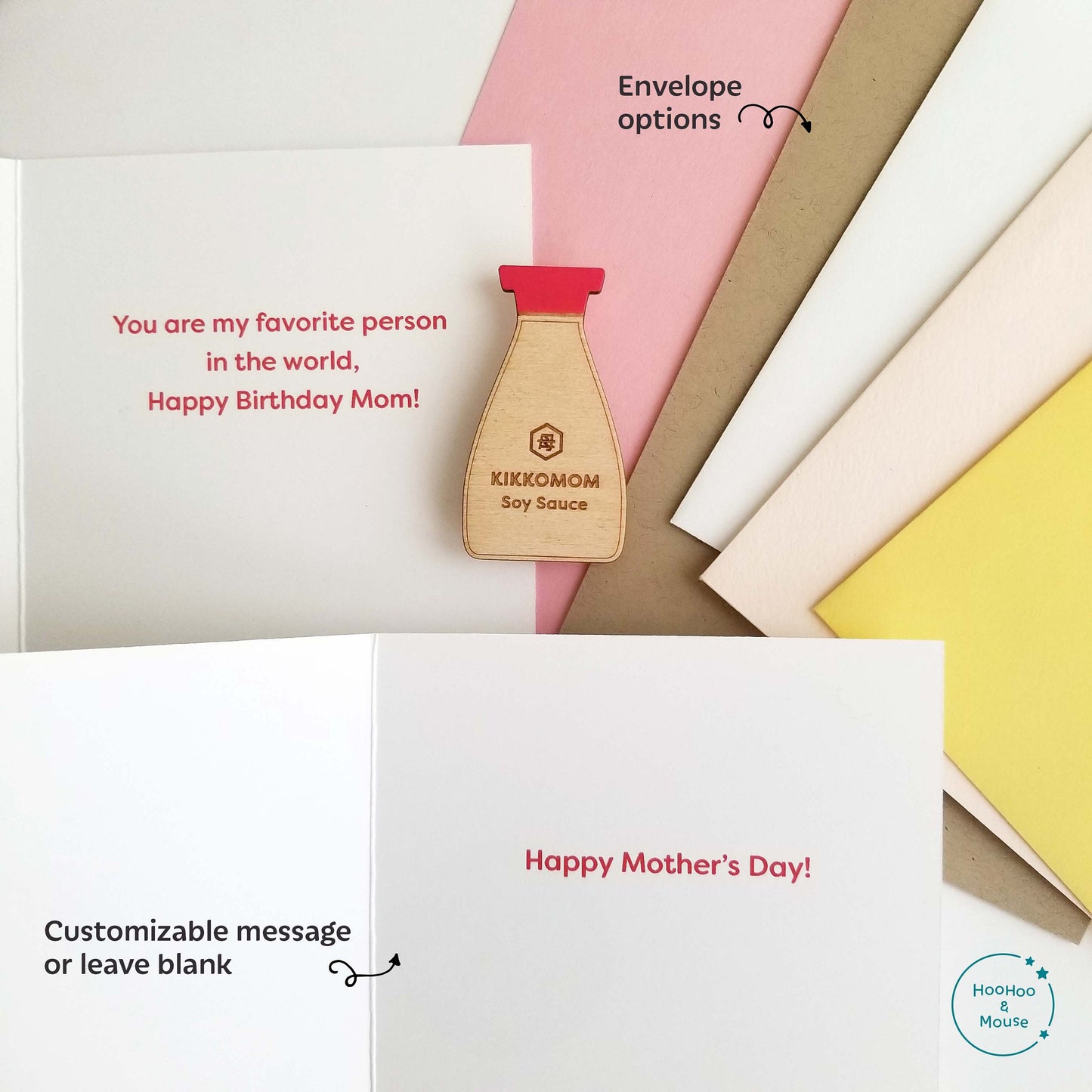 Soy Sauce "KikkoMOM" Card, with hand-painted magnet