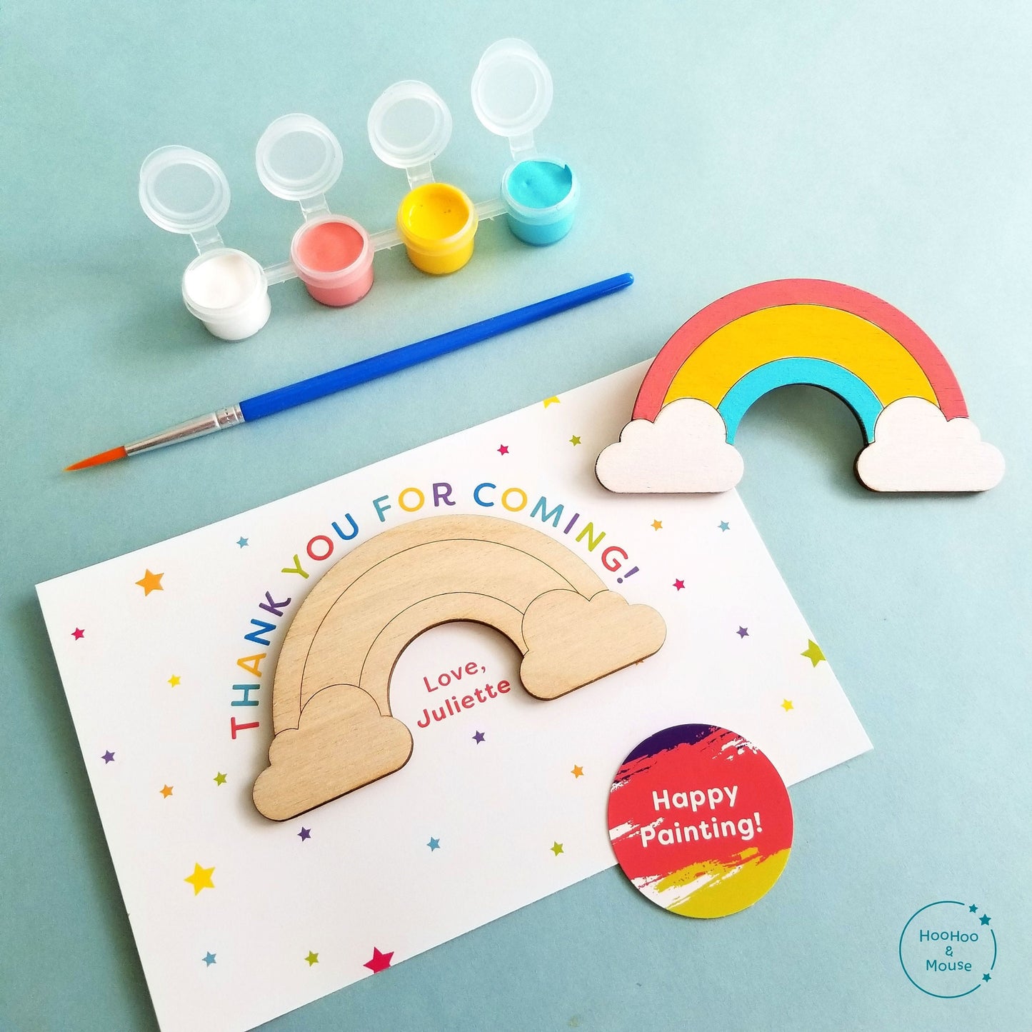 Rainbow Party Favor Paint Kit, personalized (Stars Card)
