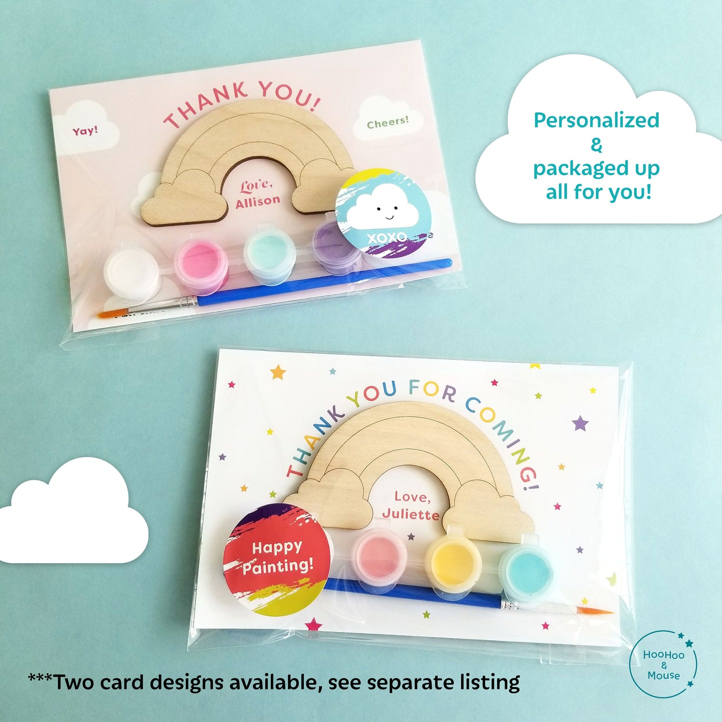 Rainbow Party Favor Paint Kit, personalized (Cloud Design)