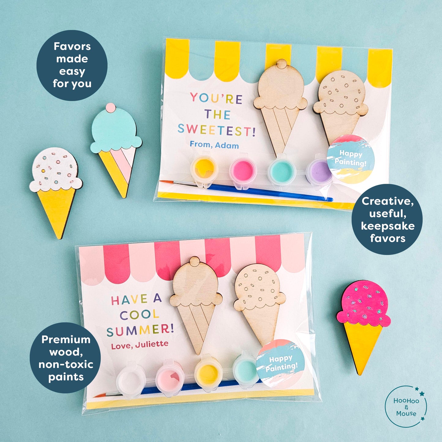 Ice Cream Shoppe Party Favors, 2-piece, personalized