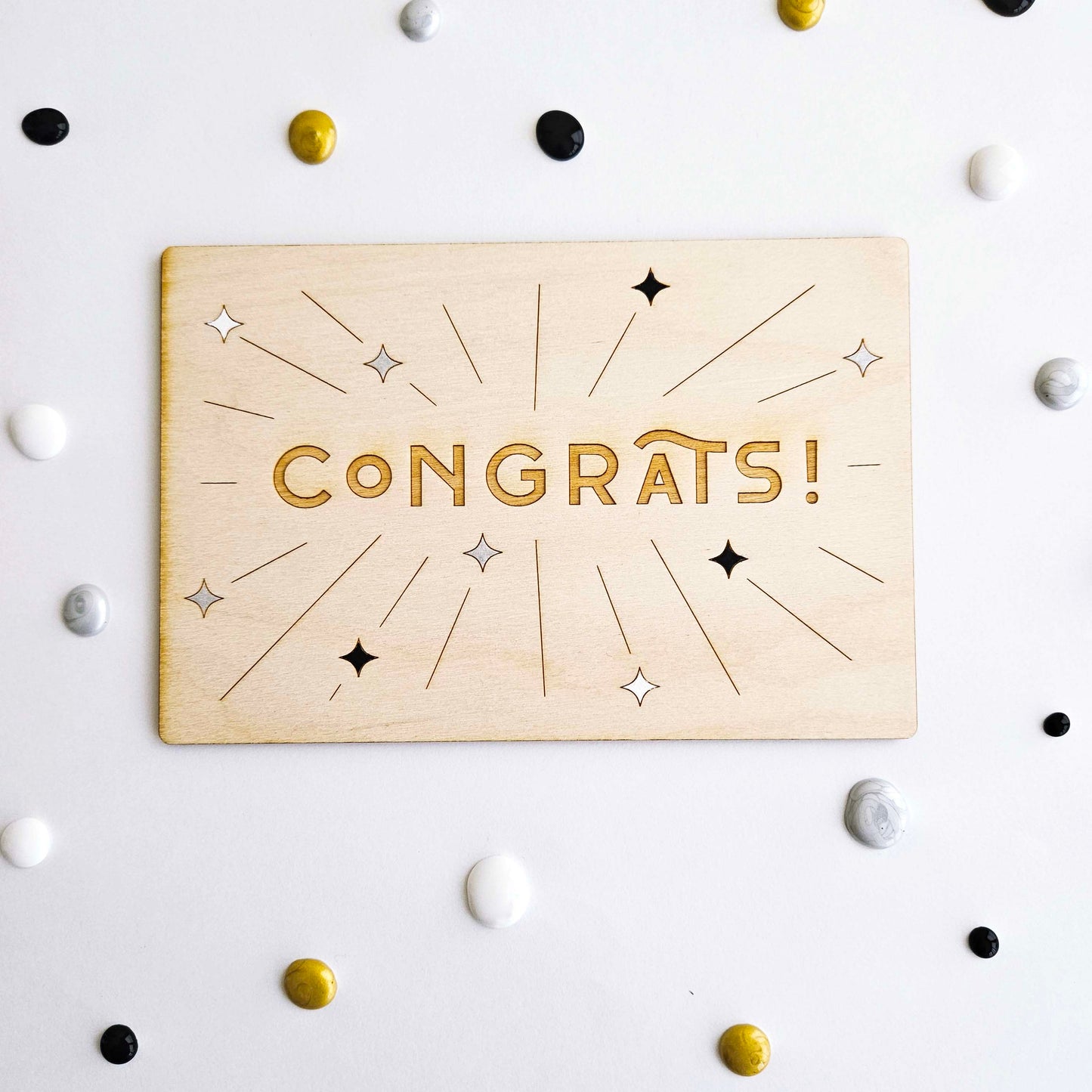 Congrats Wood Card, Hand-painted