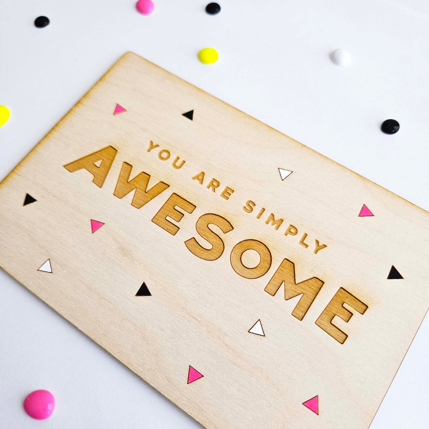 You're Awesome Wood Card, Hand-painted