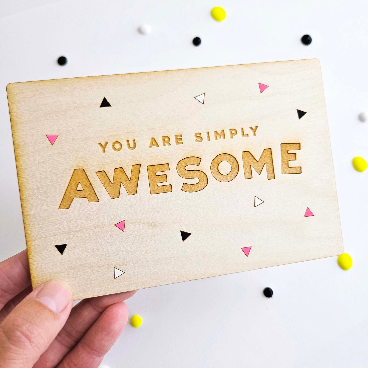 You're Awesome Wood Card, Hand-painted
