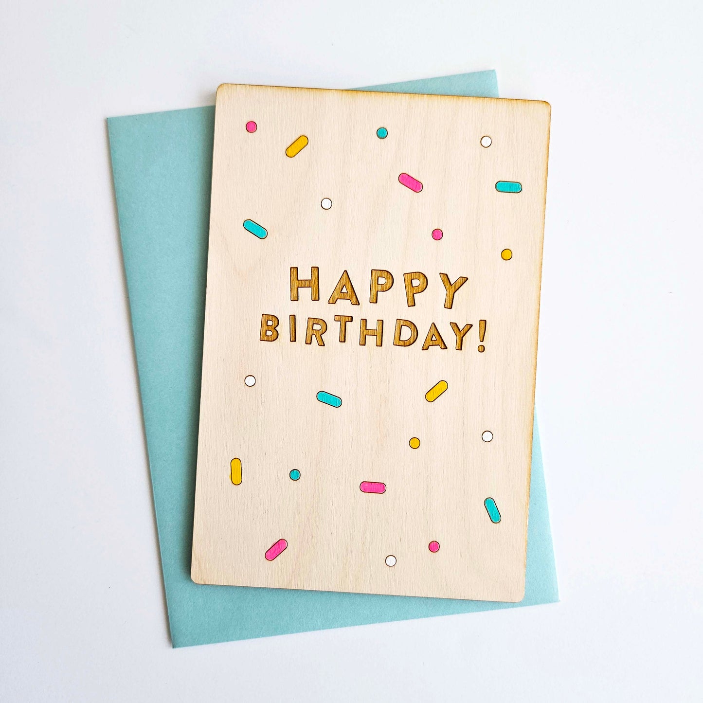 Happy Birthday Wood Card, Hand-painted