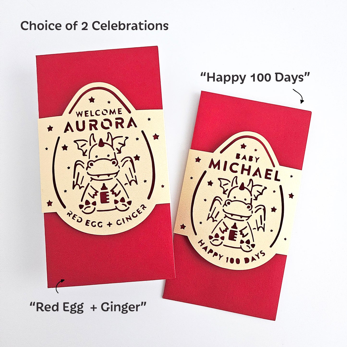 2024 Dragon Red Egg and Ginger / 100 Days Red Envelope, personalized