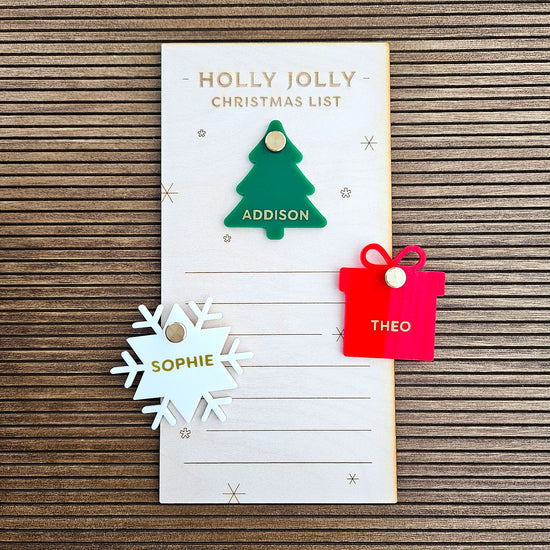 Wooden Christmas wish list that can be personalized for kids