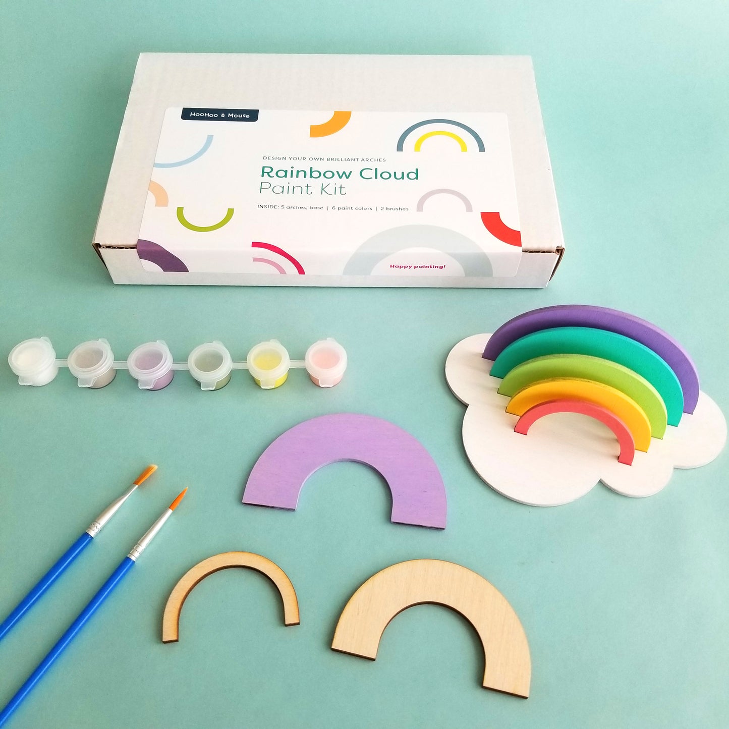Wooden Rainbow Cloud Paint Kit