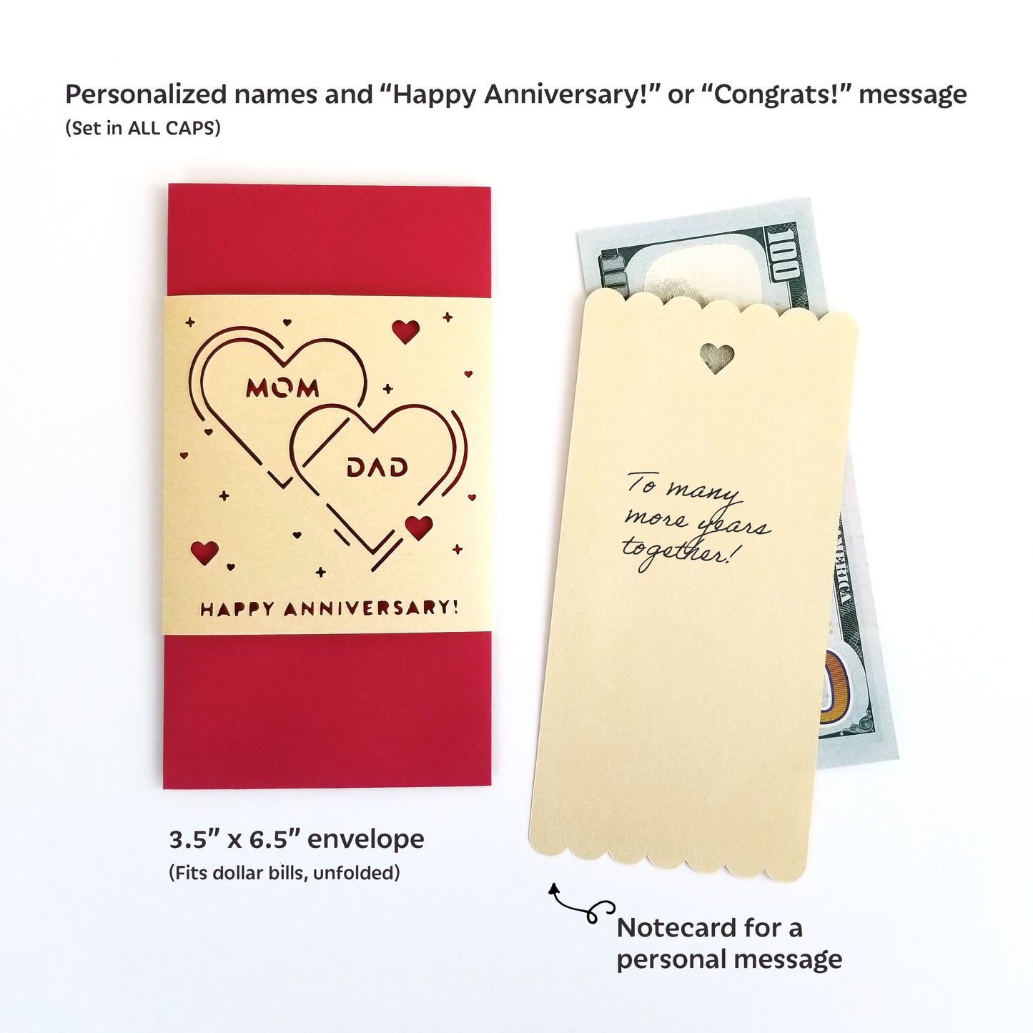 Two Hearts Wedding Red Envelope, personalized