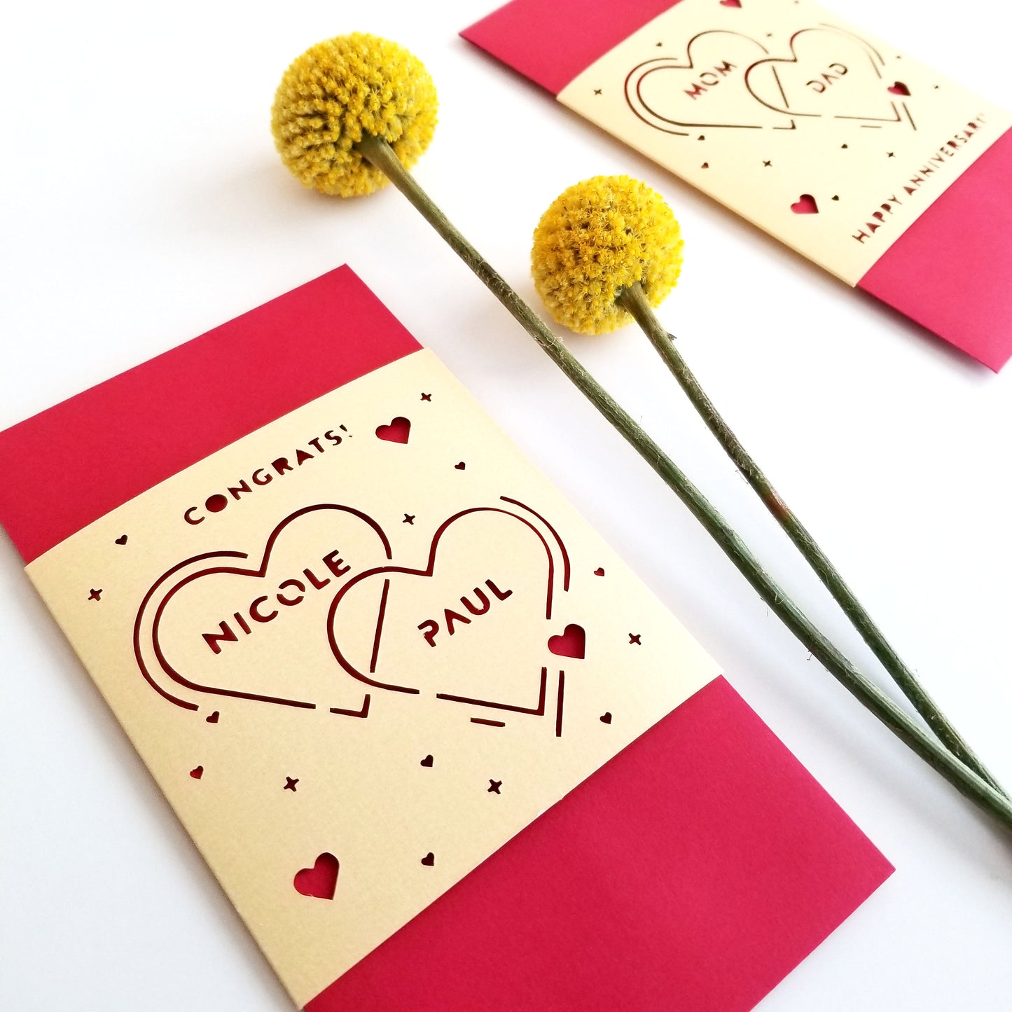 Two Hearts Wedding Red Envelope, personalized