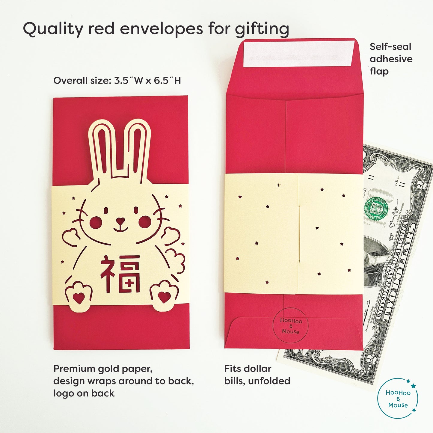2023 Year of the Rabbit Red Envelopes, Set of 3