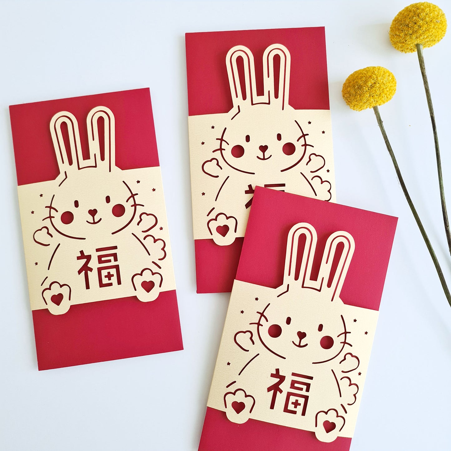 2023 Year of the Rabbit Red Envelopes, Set of 3