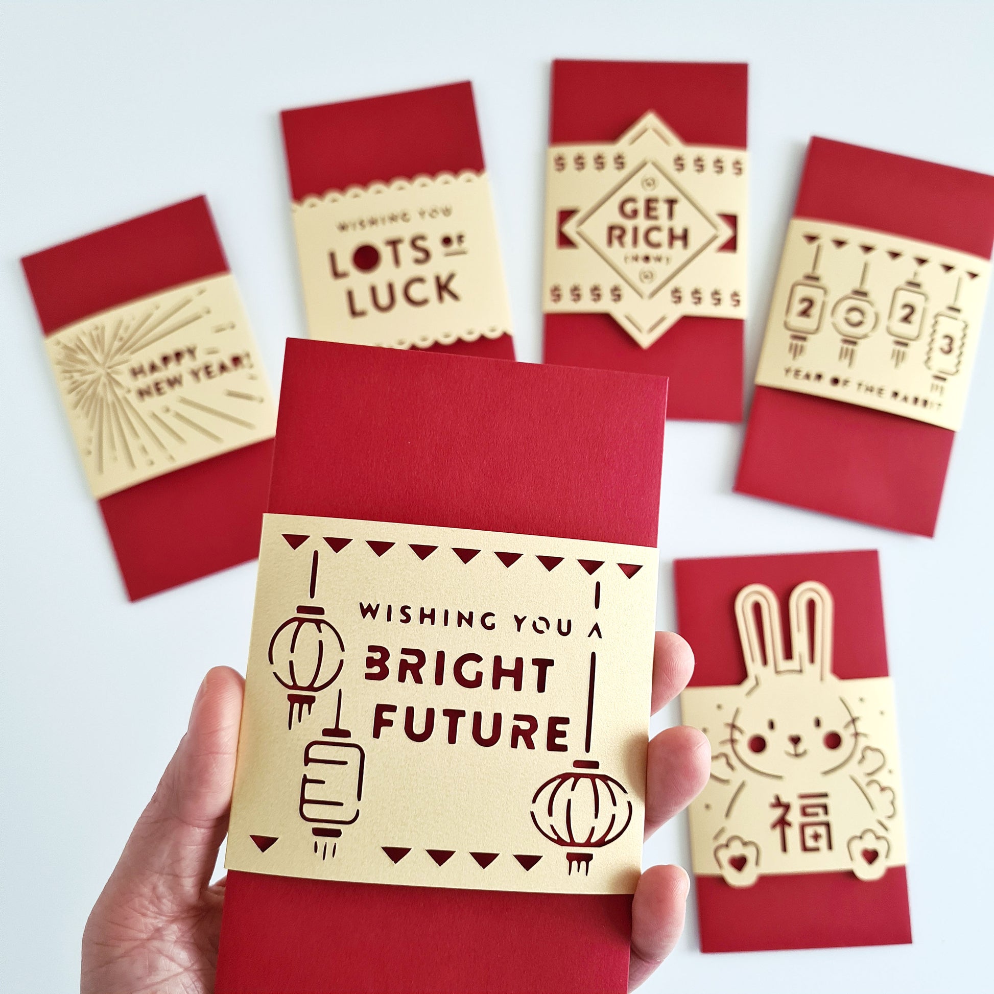 2023 Handmade Red Envelope Set of 5 / Lunar New Year / Chinese New Year /  Year of the Rabbit / cash envelope