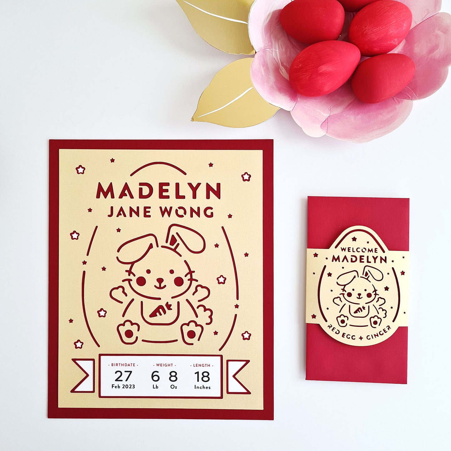 2023 Rabbit Red Egg and Ginger / 100 Days Red Envelope, personalized