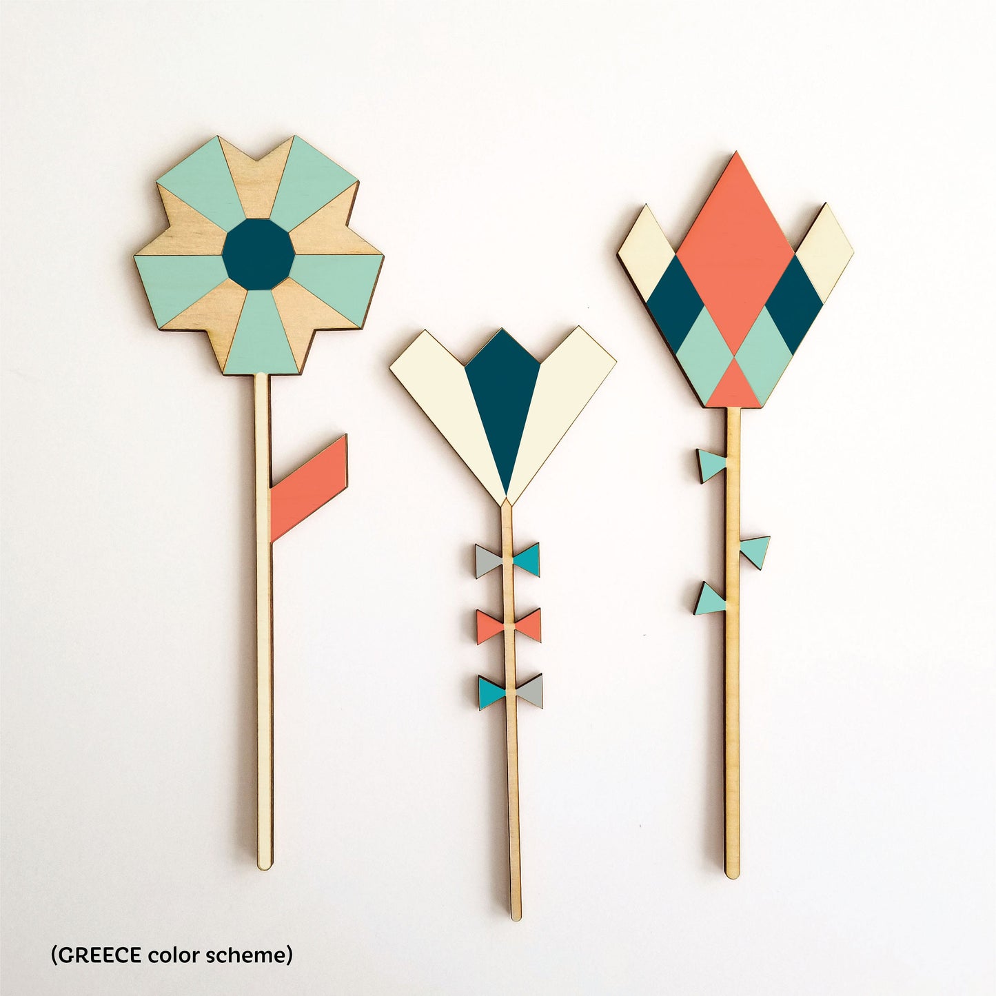 Geometric Wood Flowers Paint Kit