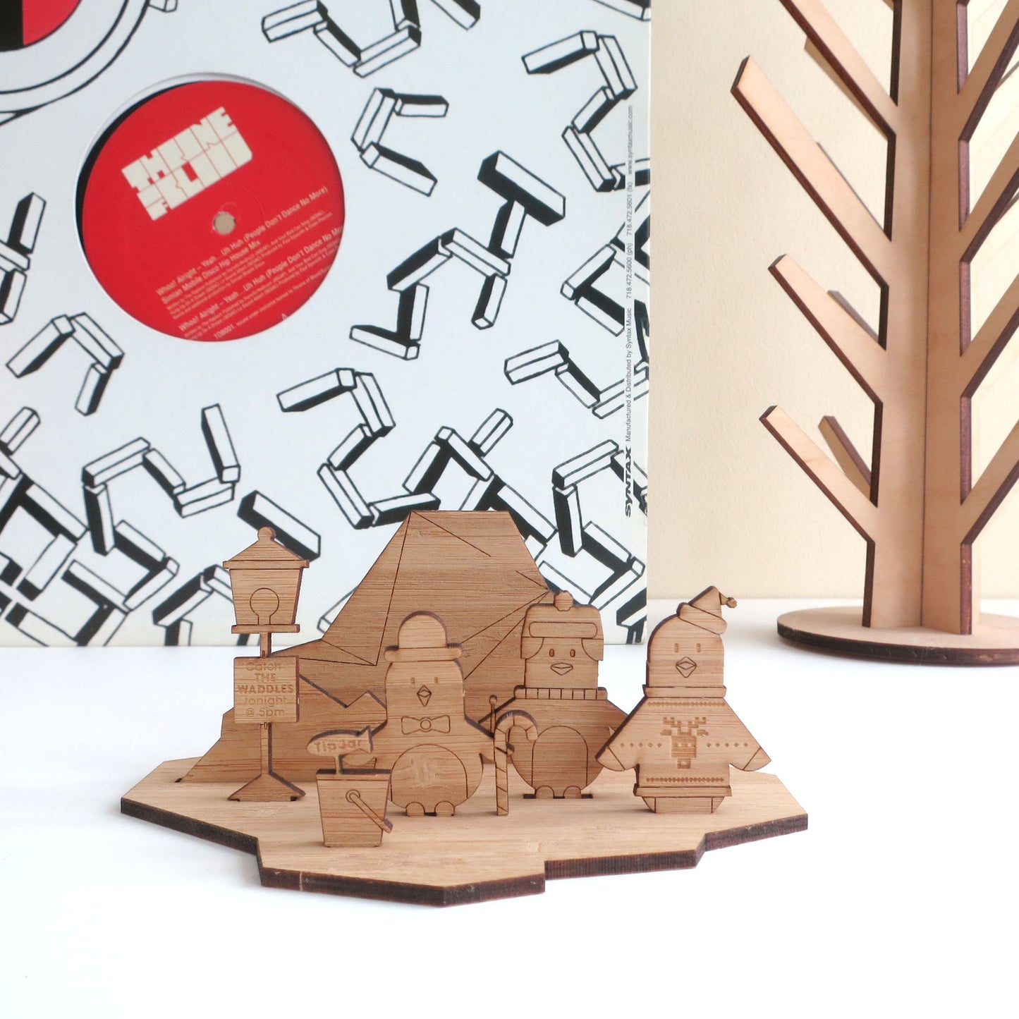 Holiday Penguins Wood CardScape