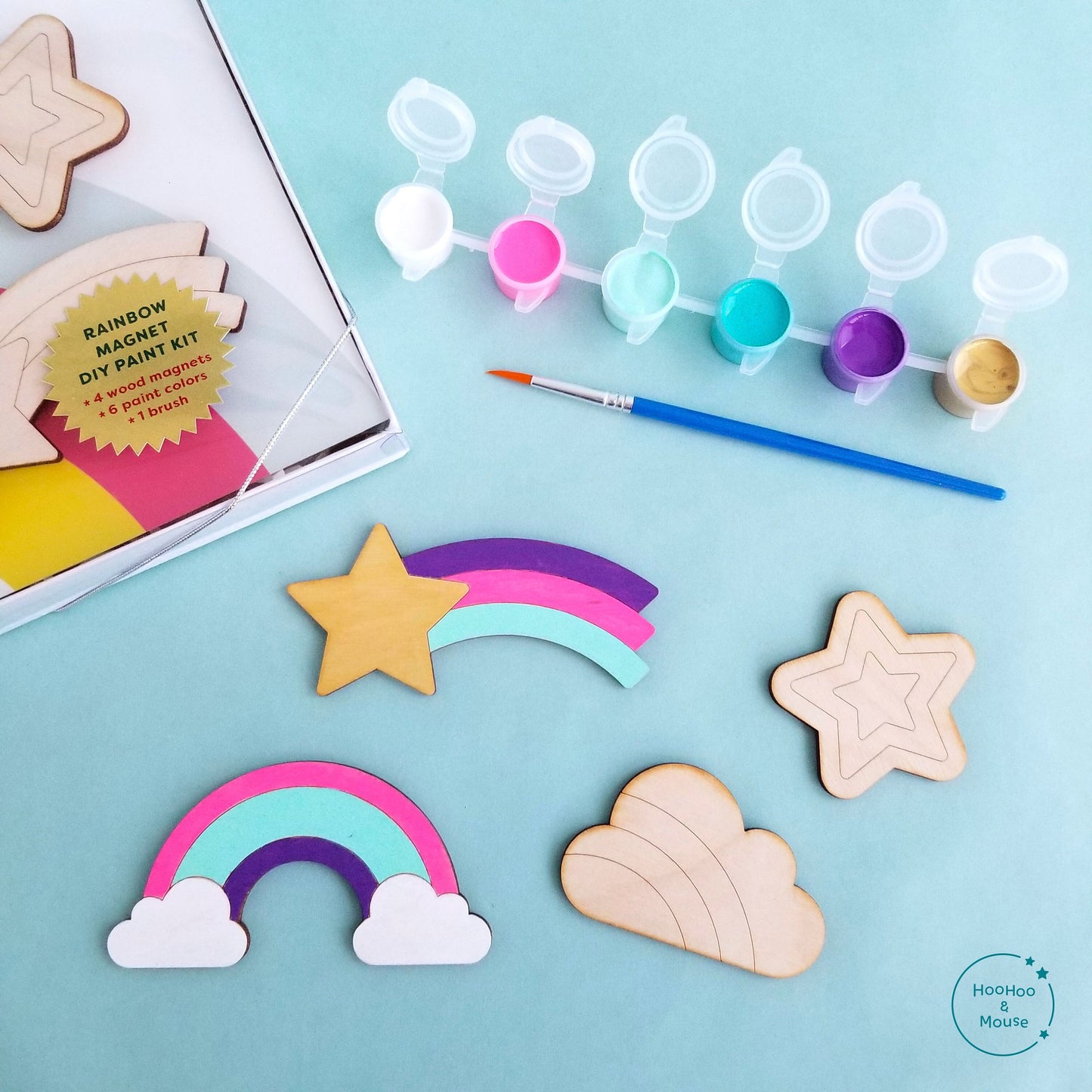 Rainbow Party Favor Paint Kit, personalized (Stars Card)