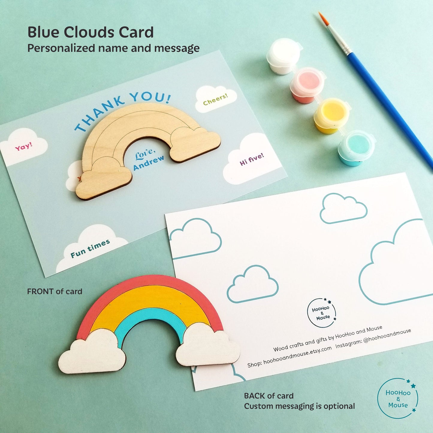 Rainbow Party Favor Paint Kit, personalized (Cloud Design)