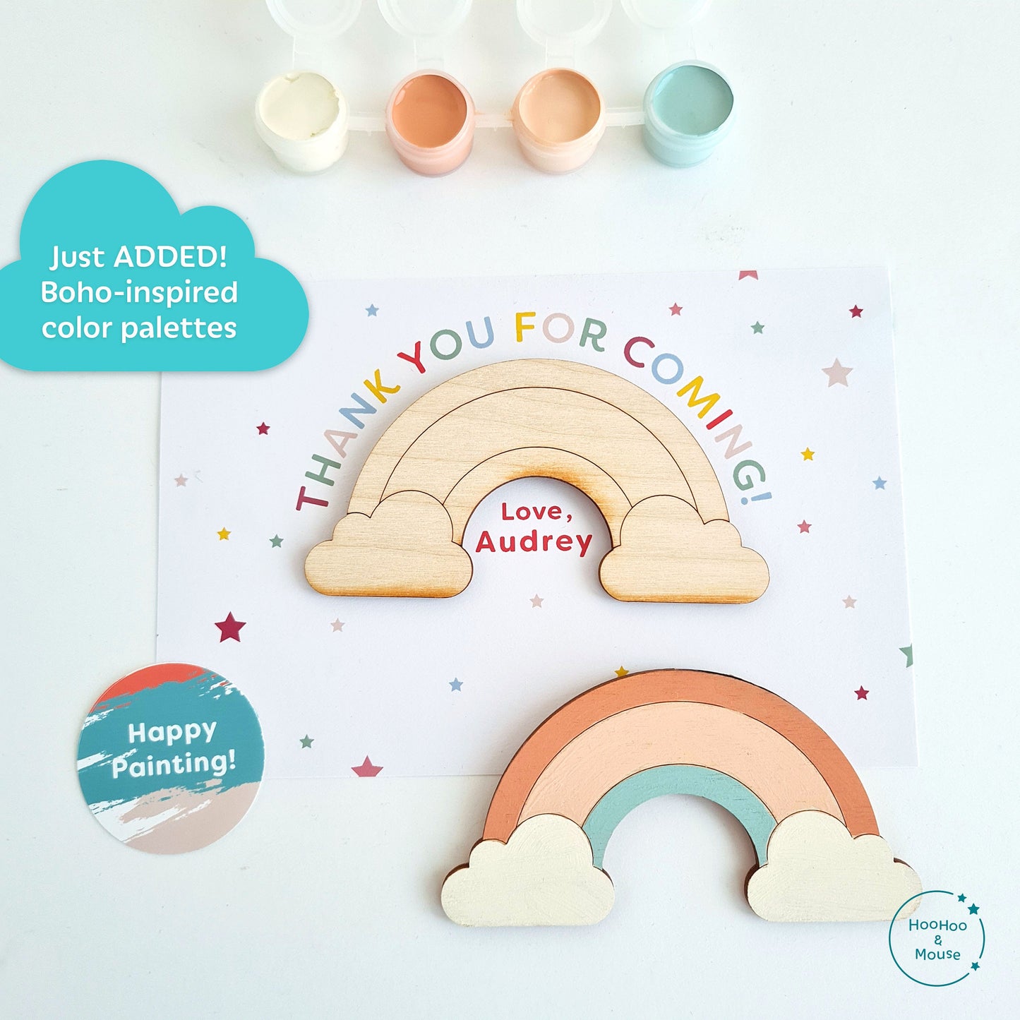 Rainbow Party Favor Paint Kit, personalized (Stars Card)