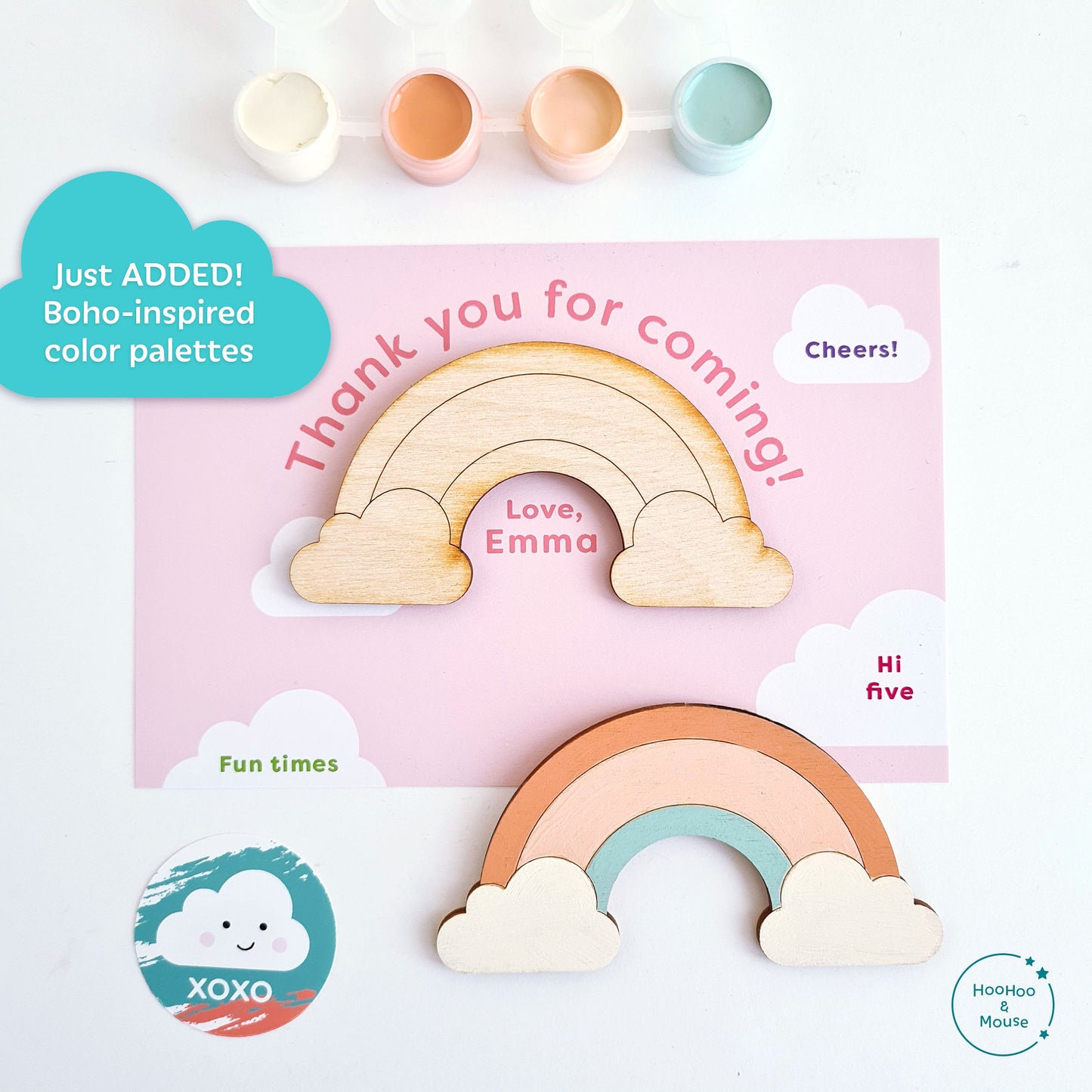 Rainbow Party Favor Paint Kit, personalized (Cloud Design)